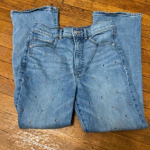 Express Rhinestone Cropped Flare Jean